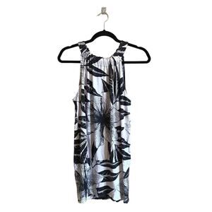 Express M halter top Hawaiian flowers tank top coconutgirl tropical black white